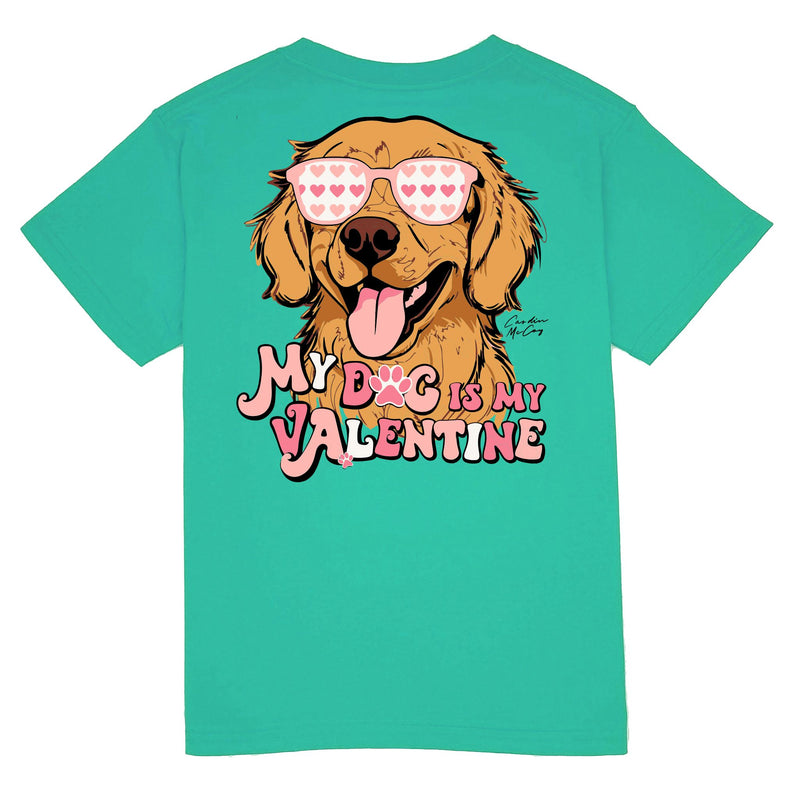 Kids' My Dog is My Valentine Short Sleeve Pocket Tee Short Sleeve T-Shirt Cardin McCoy Teal XXS (2/3) 