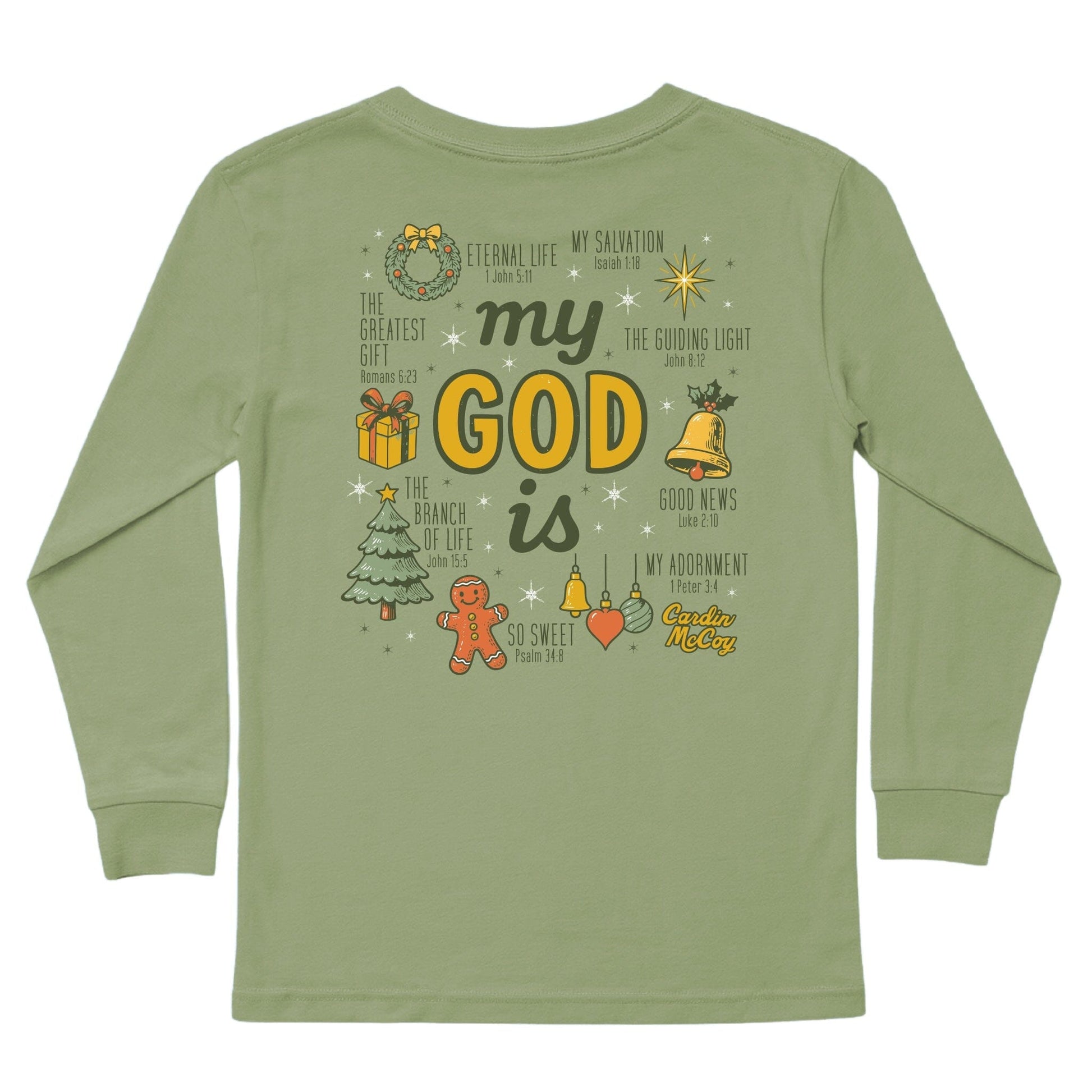 Kids' My God Is Long-Sleeve Tee Long Sleeve T-Shirt Cardin McCoy Light Olive XXS (2/3) Pocket
