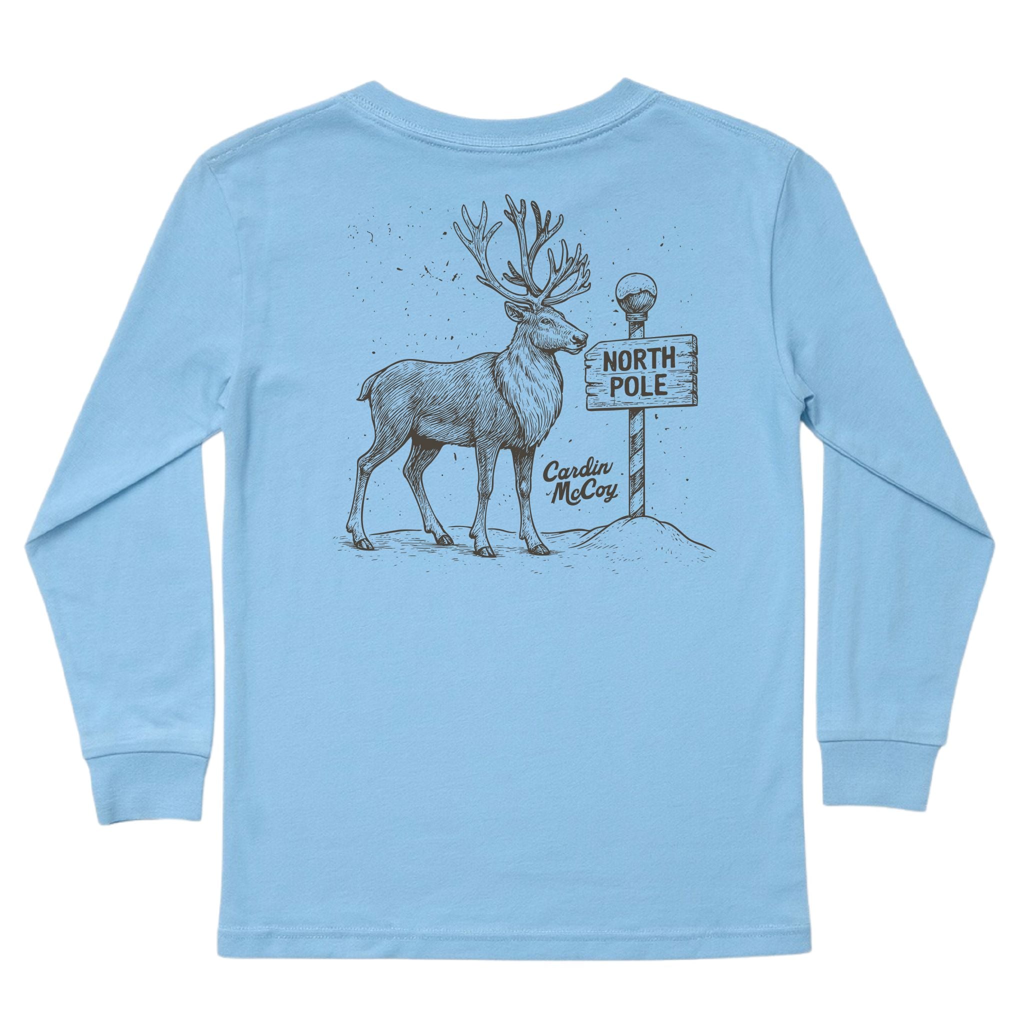 Kids' North Pole Sketch Long-Sleeve Tee Long Sleeve T-Shirt Cardin McCoy Light Blue XXS (2/3) Pocket