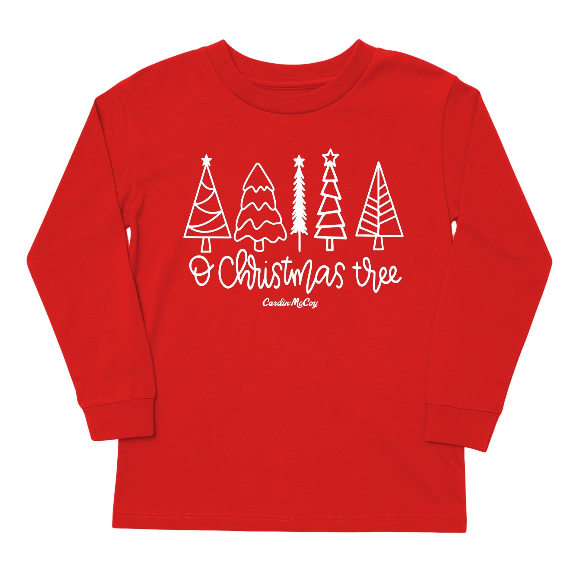 Kids' O Christmas Tree Front Long-Sleeve Tee Long Sleeve T-Shirt Cardin McCoy Red XXS (2/3) No Pocket