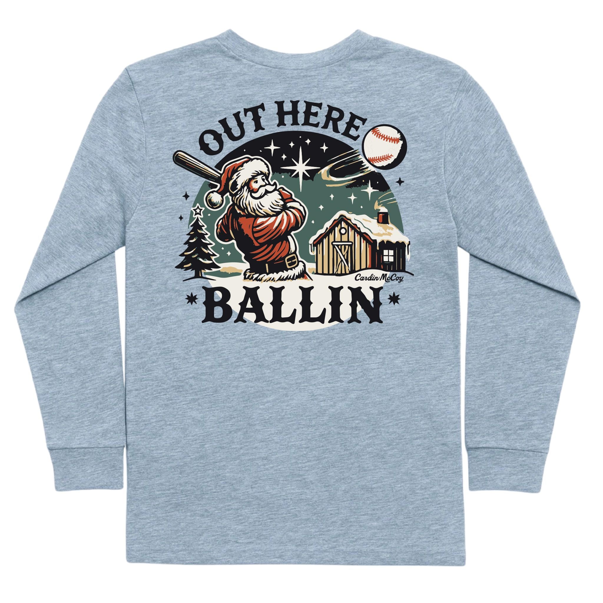 Kids' Out Here Ballin' Long-Sleeve Tee Long Sleeve T-Shirt Cardin McCoy Heather Gray XXS (2/3) Pocket
