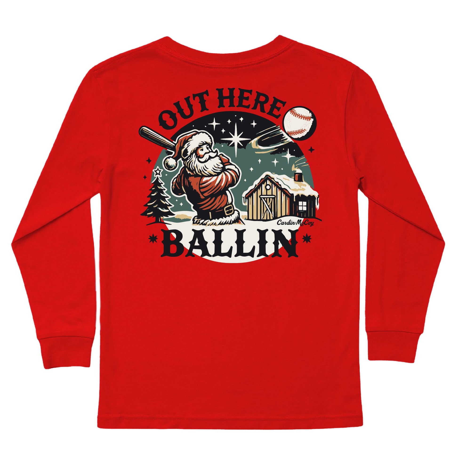 Kids' Out Here Ballin' Long-Sleeve Tee Long Sleeve T-Shirt Cardin McCoy Red XXS (2/3) Pocket