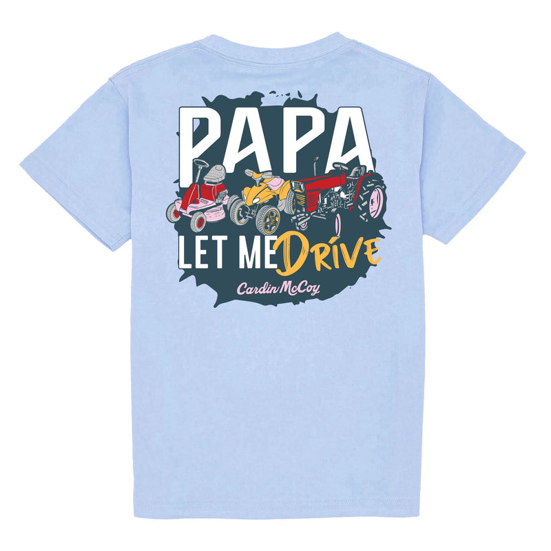 Kids' Papa Let Me Drive Short Sleeve Tee Short Sleeve T-Shirt Cardin McCoy Light Blue XXS (2/3) No Pocket