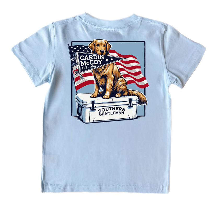 Kids' Patriotic Southern Gentleman Short-Sleeve Tee Short Sleeve T-Shirt Cardin McCoy Cool Blue XXS (2/3) Pocket