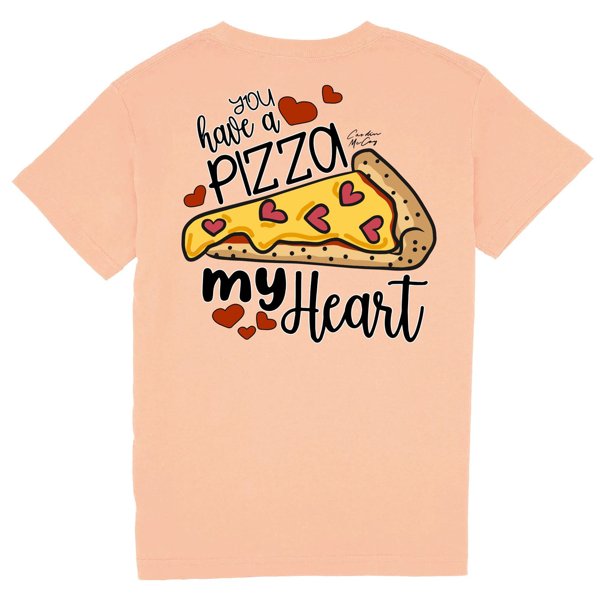Kids' Pizza My Heart Short Sleeve Pocket Tee Short Sleeve T-Shirt Cardin McCoy Peach XXS (2/3) 