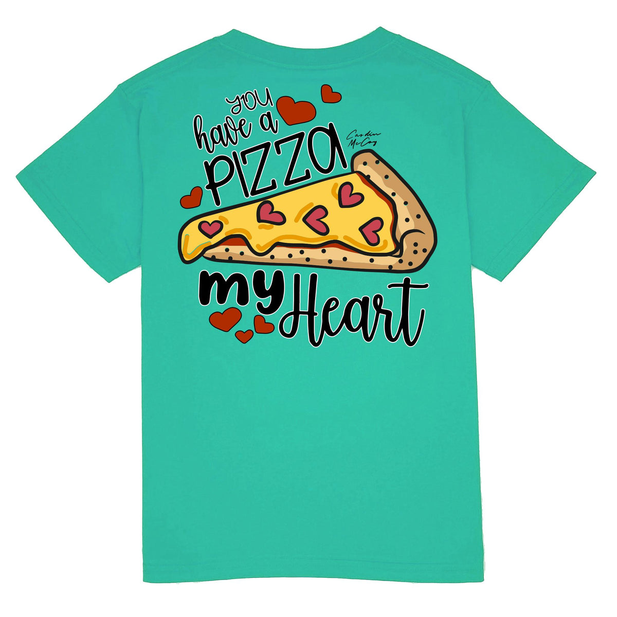 Kids' Pizza My Heart Short Sleeve Pocket Tee Short Sleeve T-Shirt Cardin McCoy Teal XXS (2/3) 