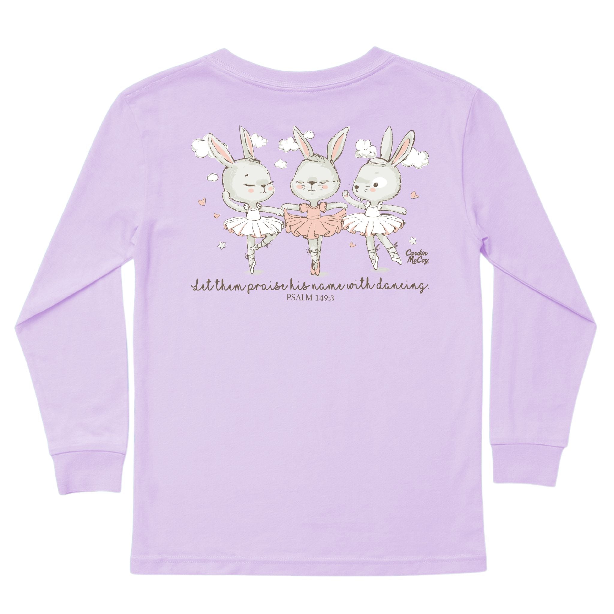 Kids' Praise With Dancing Bunnies Long-Sleeve Tee Long Sleeve T-Shirt Cardin McCoy Lavender XXS (2/3) Pocket