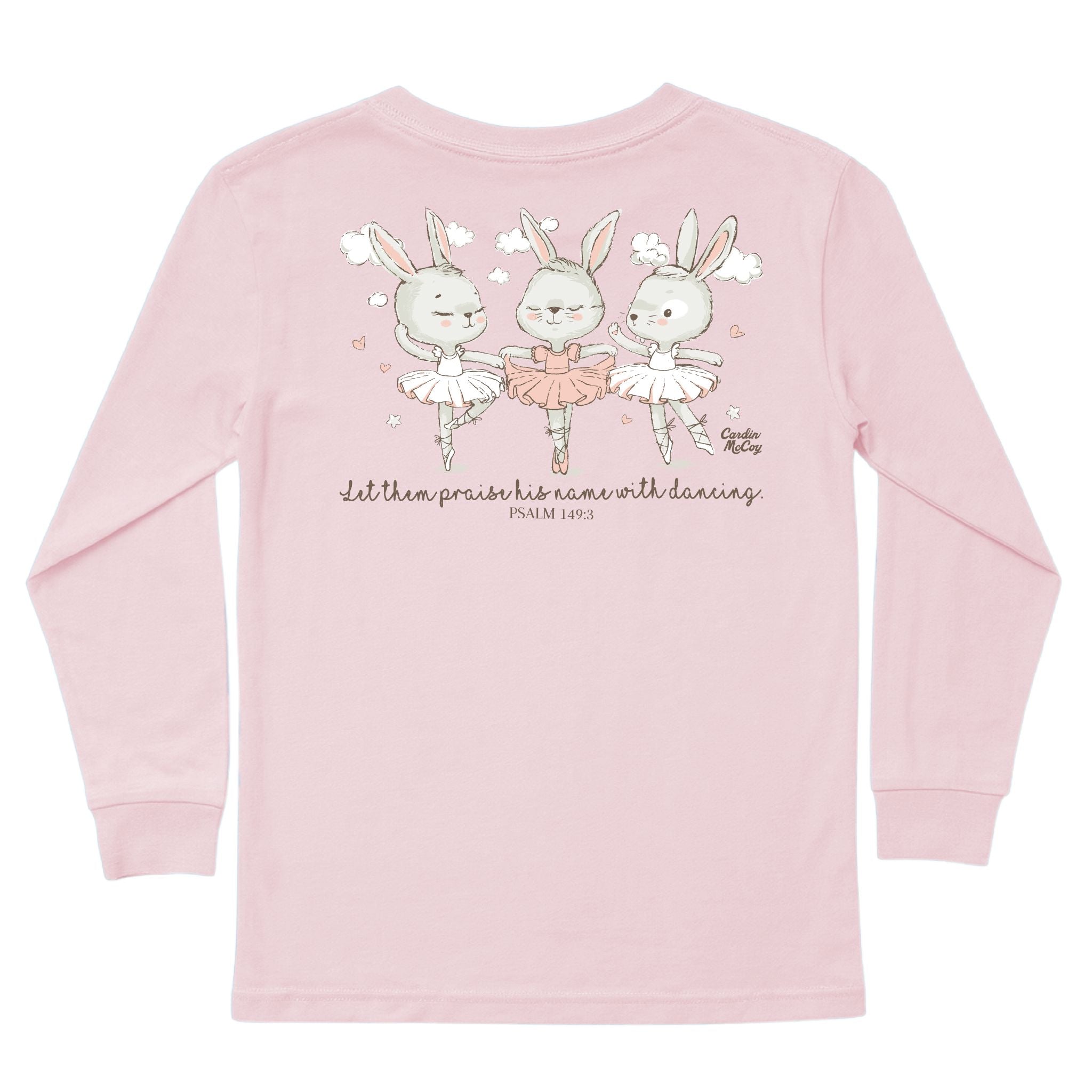 Kids' Praise With Dancing Bunnies Long-Sleeve Tee Long Sleeve T-Shirt Cardin McCoy Light Pink XXS (2/3) Pocket