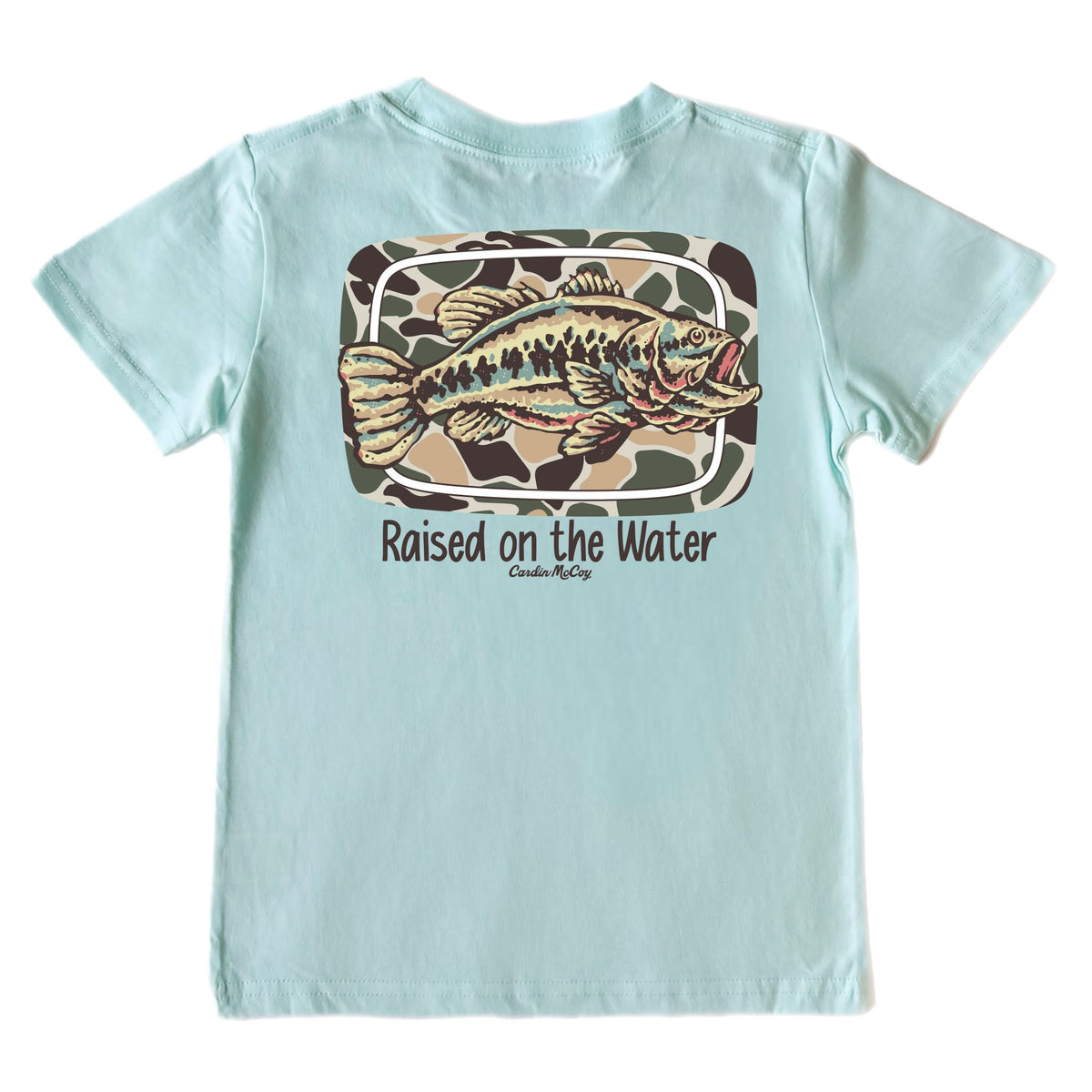 Kids' Raised on the Water (Fish) Short-Sleeve Tee Short Sleeve T-Shirt Cardin McCoy Blue Mint XXS (2/3) Pocket