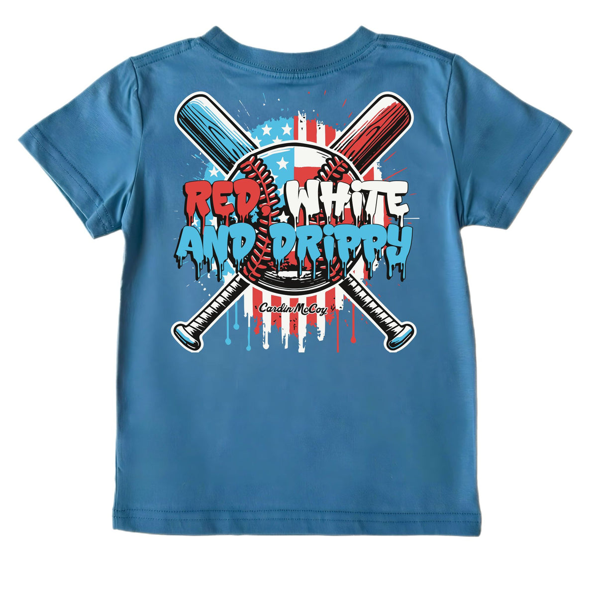 Kids' Red, White and Drippy Short-Sleeve Tee Short Sleeve T-Shirt Cardin McCoy Blue XXS (2/3) Pocket