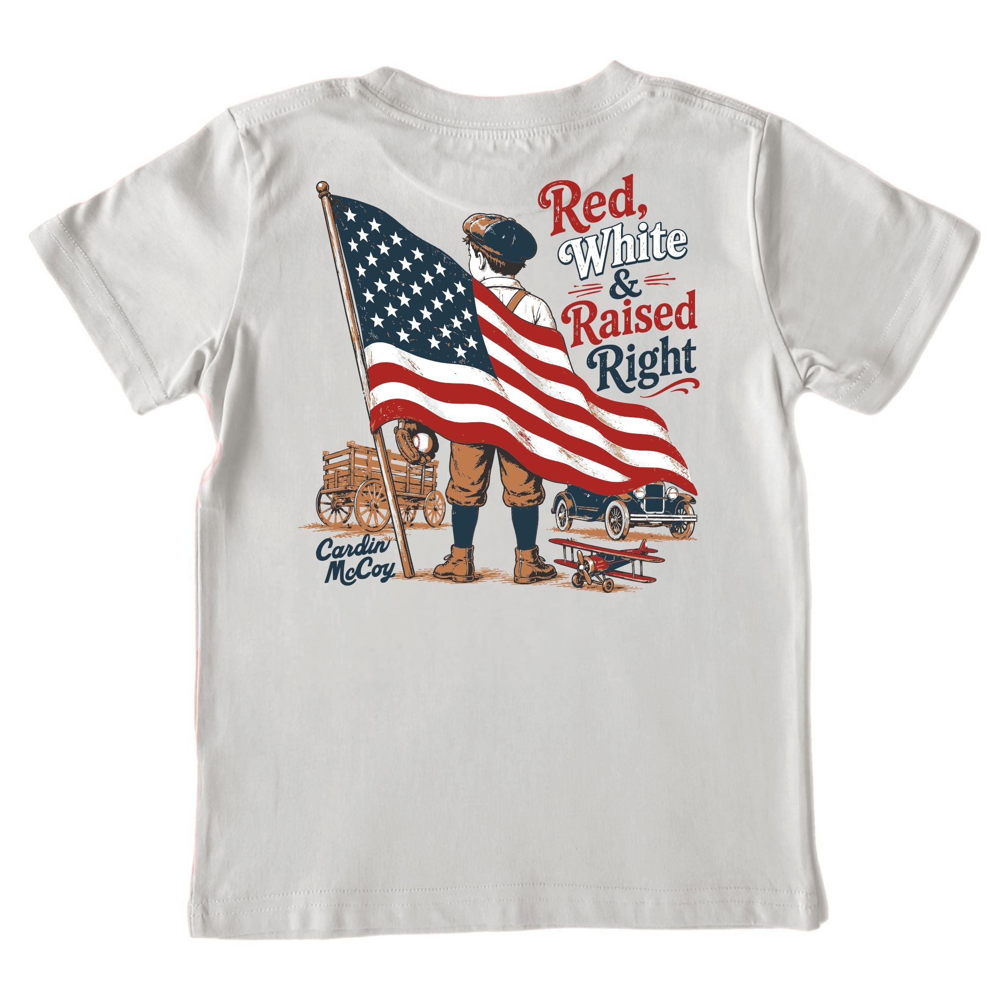 Kids' Red, White & Raised Right Short-Sleeve Tee Short Sleeve T-Shirt Cardin McCoy Ice Gray XXS (2/3) Pocket