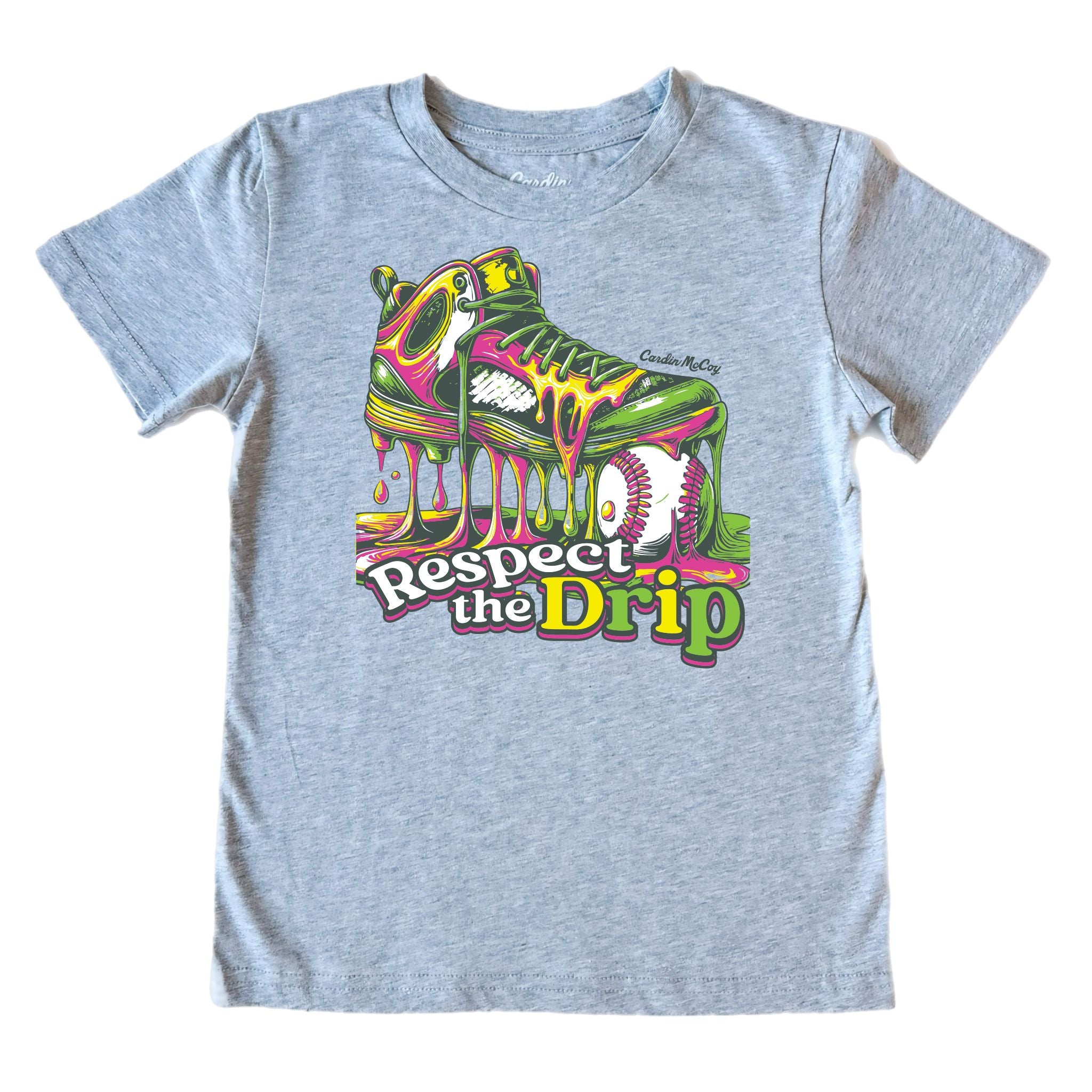 Kids' Respect The Drip Baseball Front Short-Sleeve Tee Short Sleeve T-Shirt Cardin McCoy Heather Gray XXS (2/3) No Pocket
