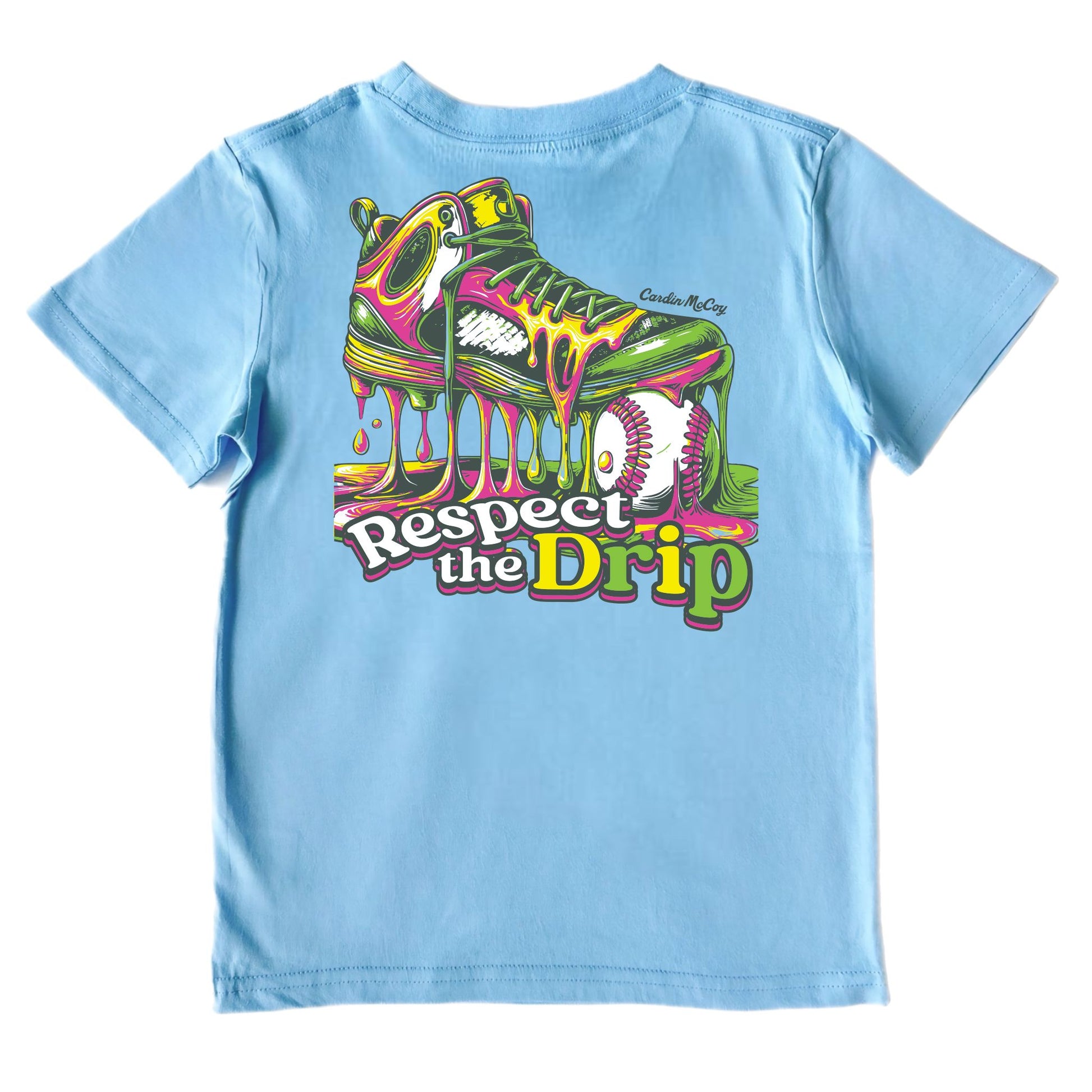 Kids' Respect The Drip Baseball Short-Sleeve Tee Short Sleeve T-Shirt Cardin McCoy Light Blue XXS (2/3) Pocket