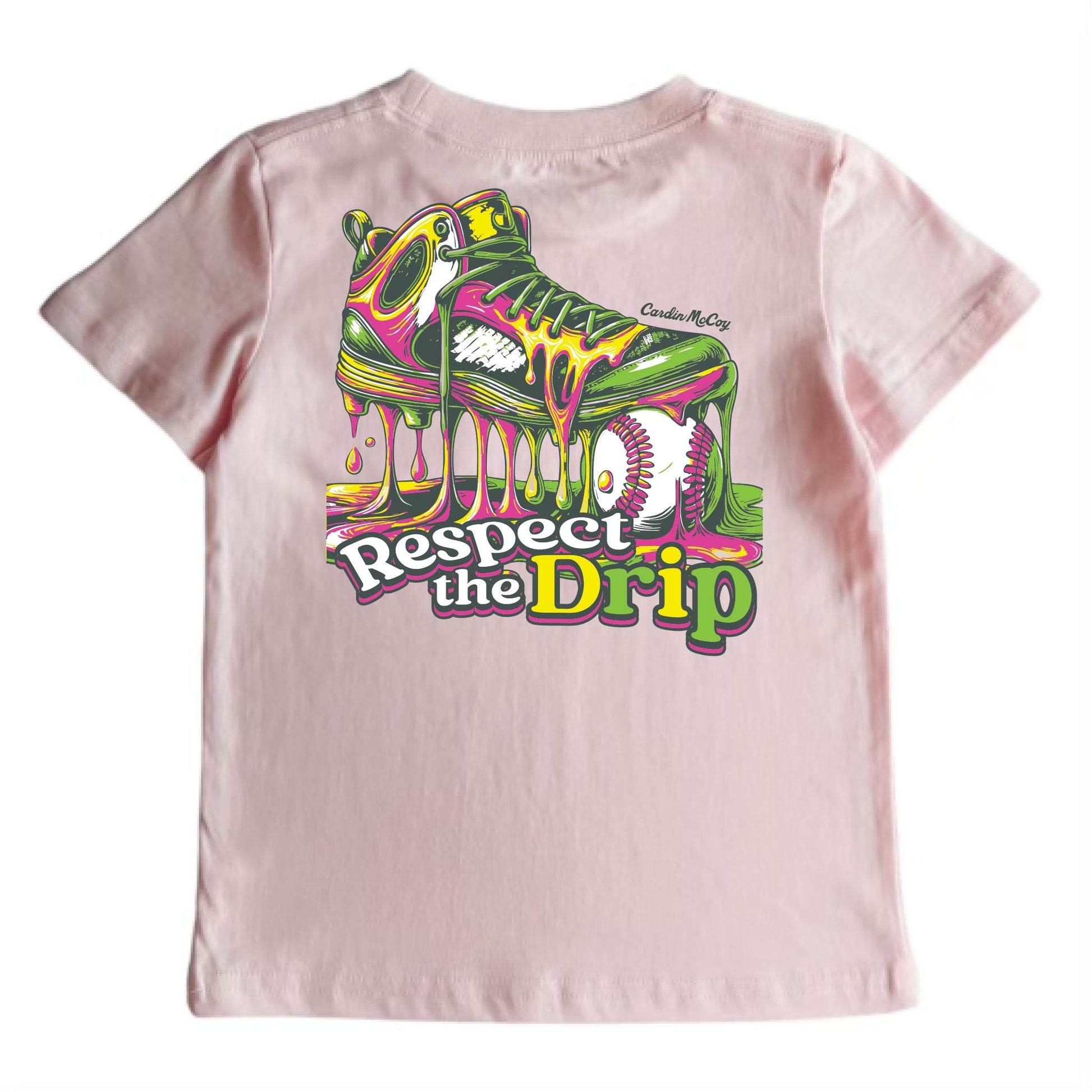 Kids' Respect The Drip Baseball Short-Sleeve Tee Short Sleeve T-Shirt Cardin McCoy Light Pink XXS (2/3) Pocket