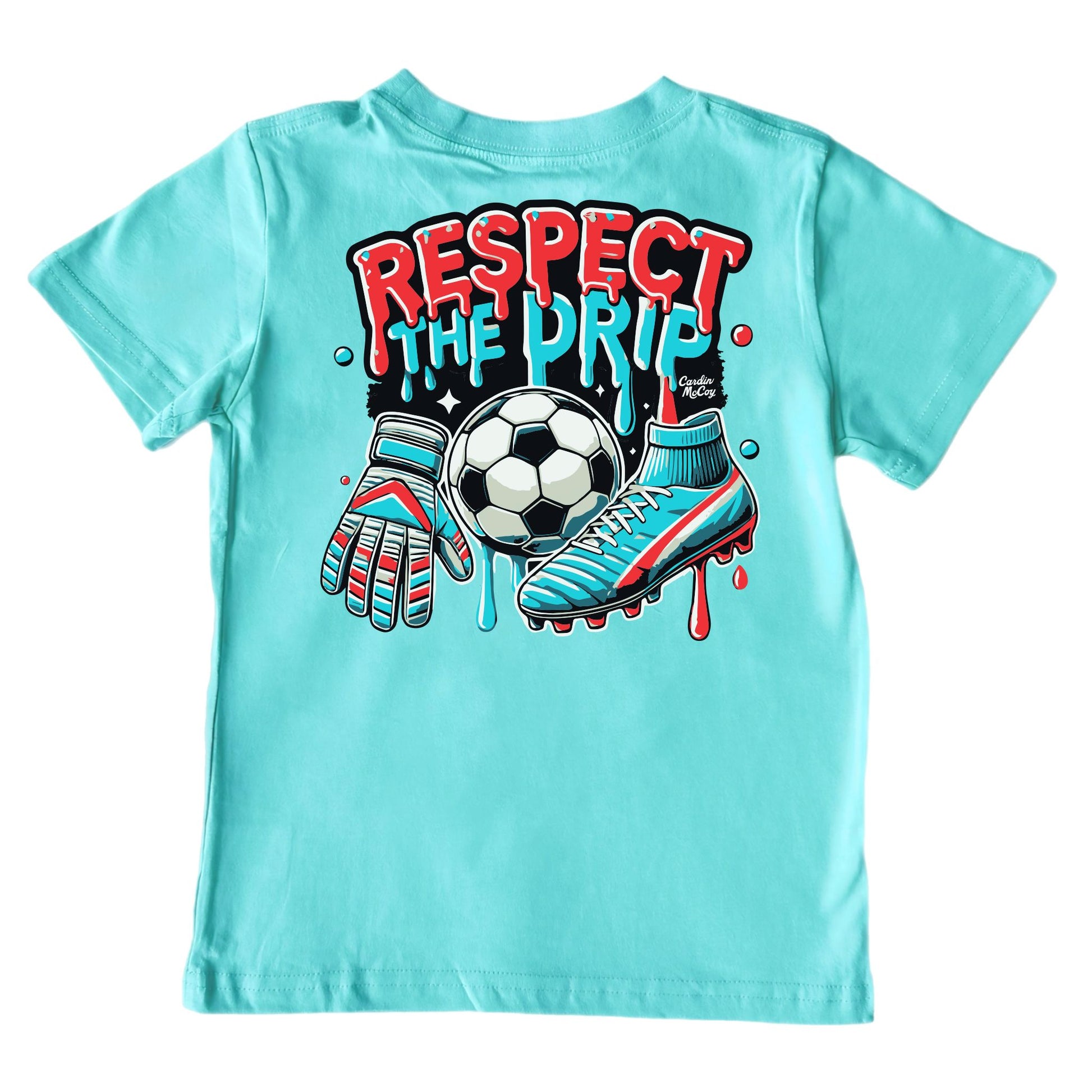 Kids' Respect The Drip Soccer Short-Sleeve Tee Short Sleeve T-Shirt Cardin McCoy Teal XXS (2/3) Pocket