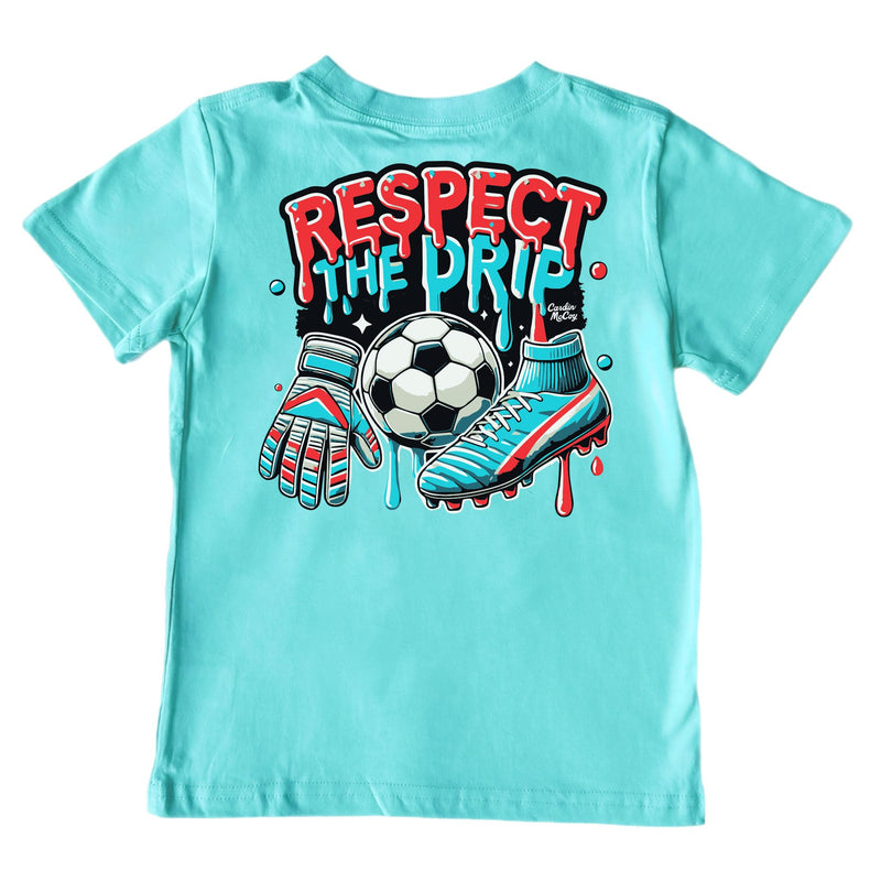 Kids' Respect The Drip Soccer Short-Sleeve Tee Short Sleeve T-Shirt Cardin McCoy Teal XXS (2/3) Pocket