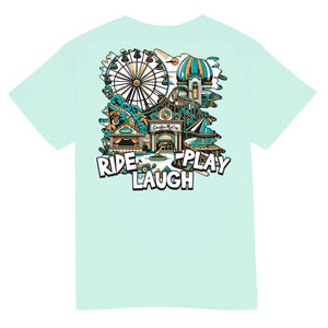 Kids' Ride, Play, Laugh Short Sleeve Tee Short Sleeve T-Shirt Cardin McCoy Blue Mint XXS (2/3) No Pocket