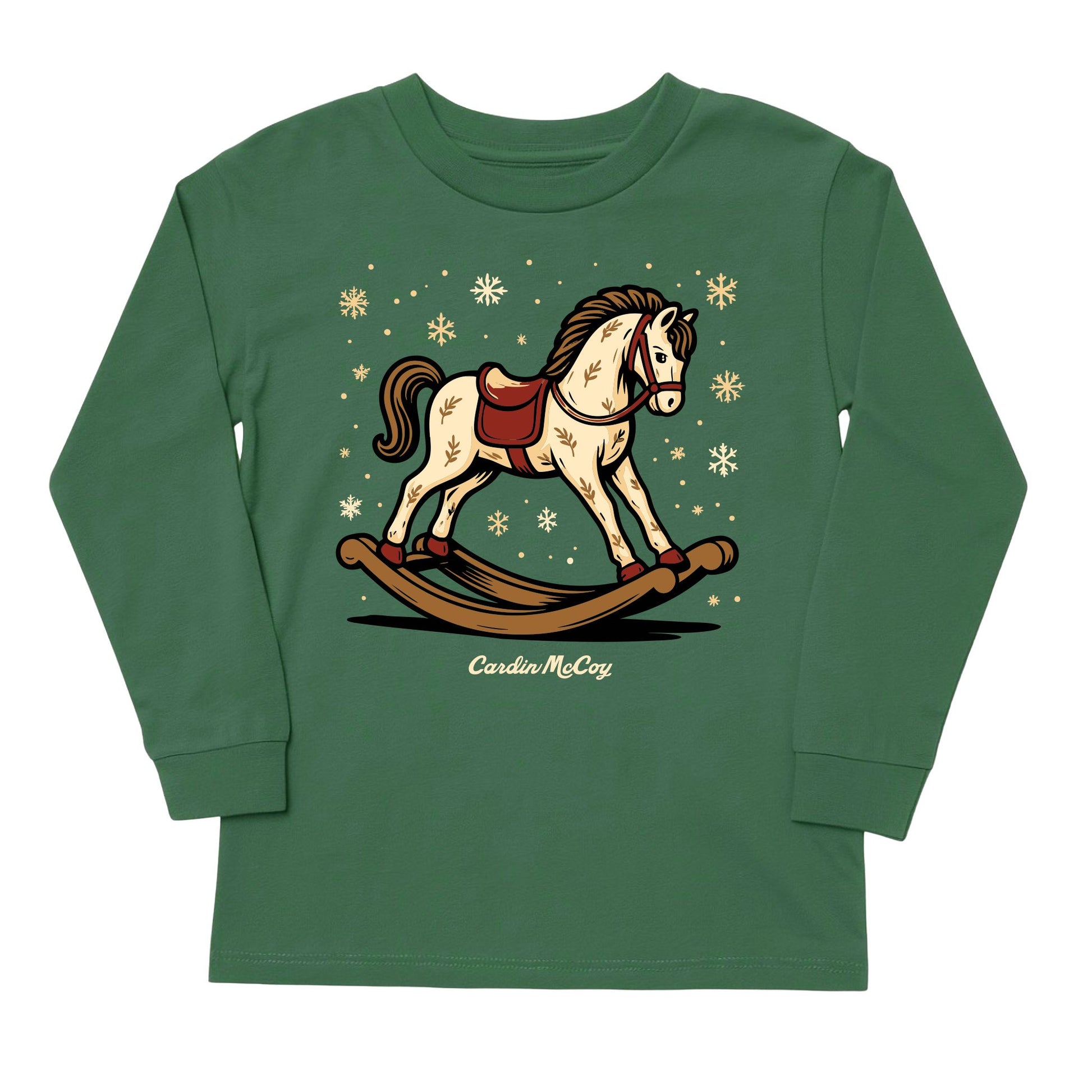 Kids' Rocking Horse Front Long-Sleeve Tee Long Sleeve T-Shirt Cardin McCoy Dark Olive XXS (2/3) No Pocket