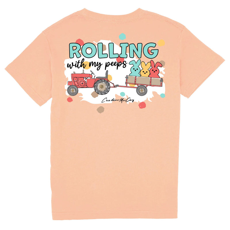 Kids' Rolling With My Peeps Short Sleeve Pocket Tee Short Sleeve T-Shirt Cardin McCoy Peach XXS (2/3) 