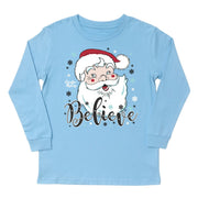 Kids' Santa Believe Front Long-Sleeve Tee Long Sleeve T-Shirt Cardin McCoy Light Blue XXS (2/3) Front