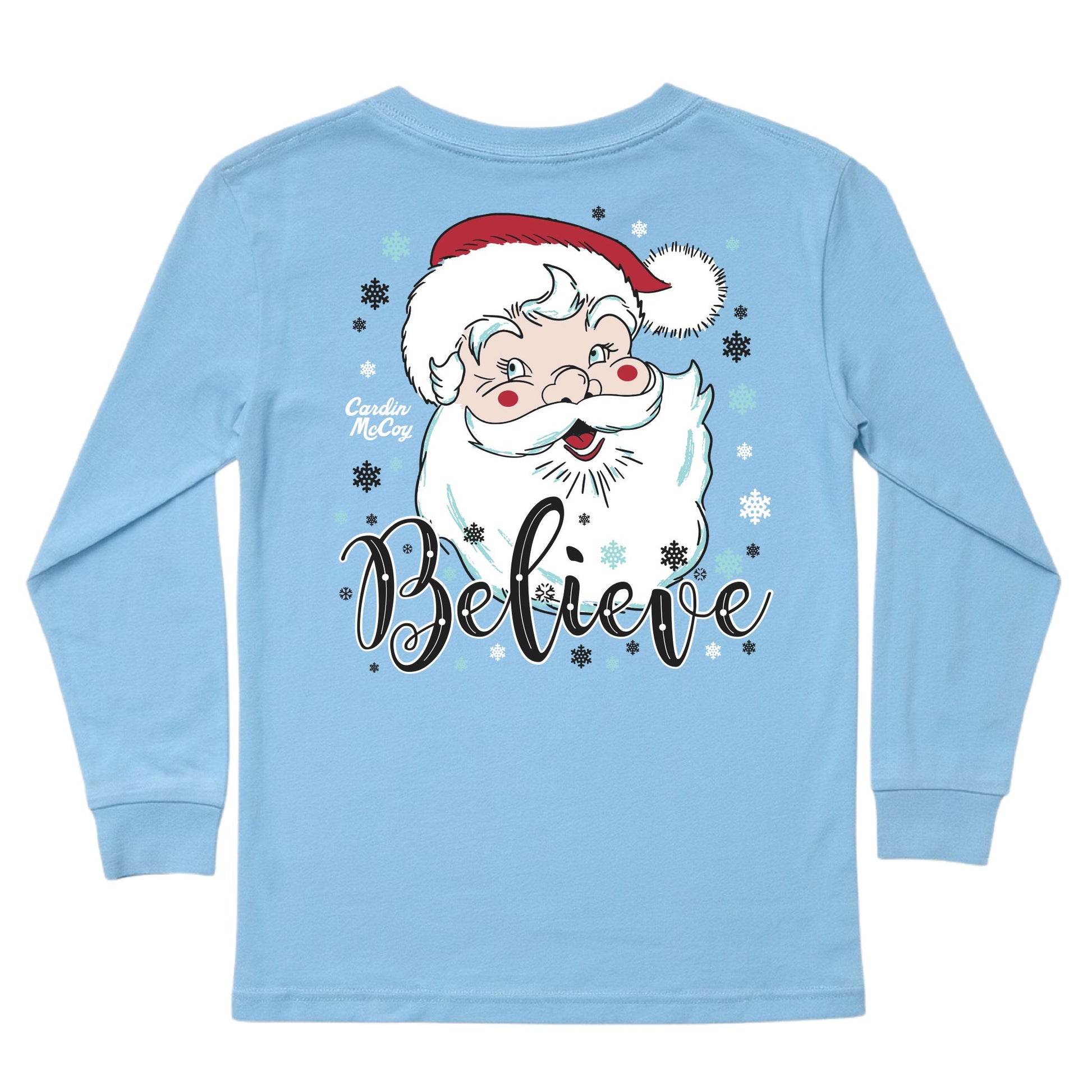 Kids' Santa Believe Long-Sleeve Tee Long Sleeve T-Shirt Cardin McCoy Light Blue XXS (2/3) Pocket