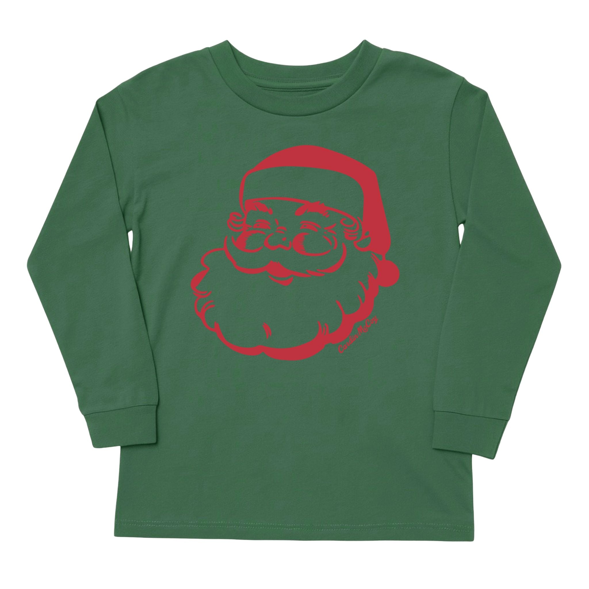 Kids' Santa Sketch Front Long-Sleeve Tee Long Sleeve T-Shirt Cardin McCoy Dark Olive XXS (2/3) No Pocket