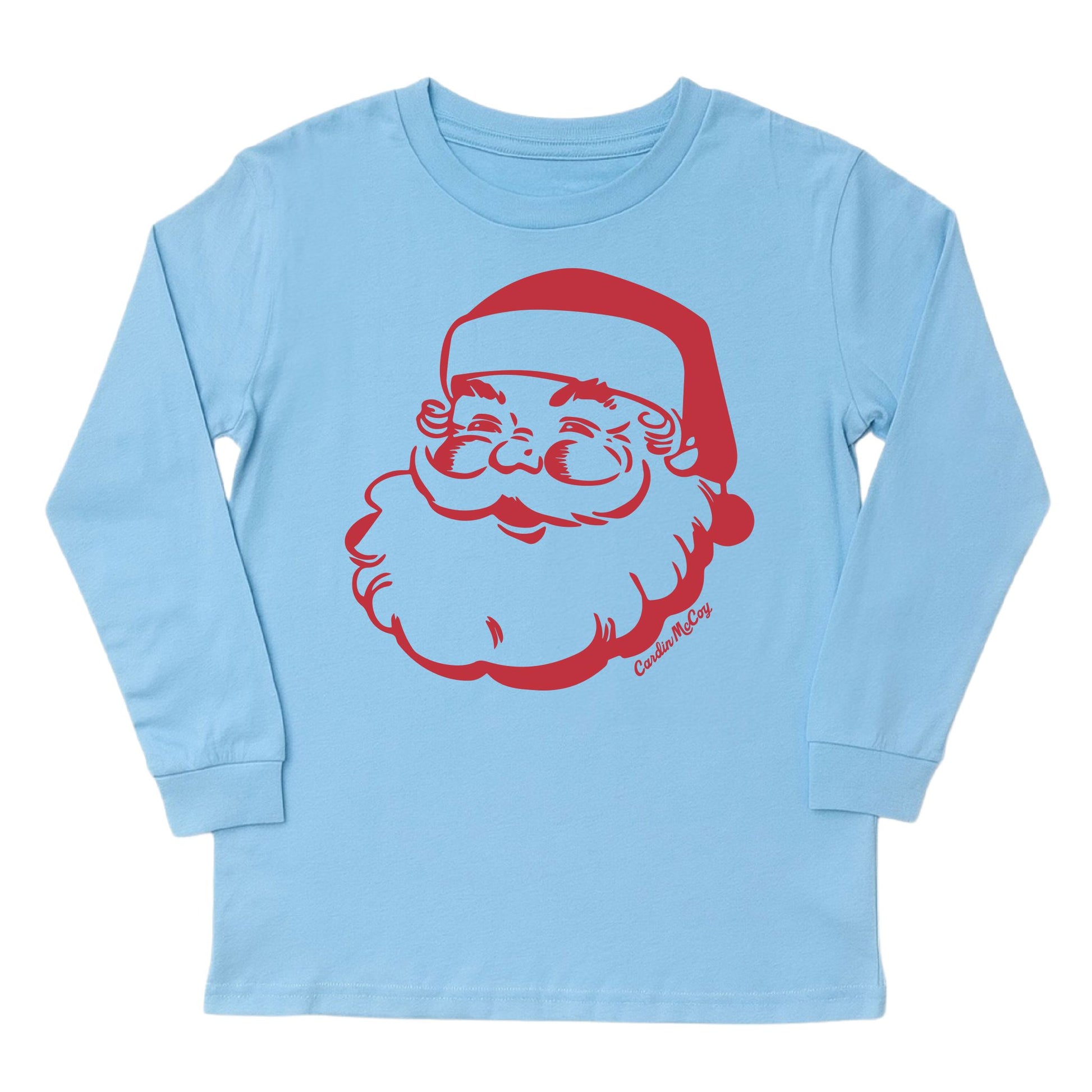 Kids' Santa Sketch Front Long-Sleeve Tee Long Sleeve T-Shirt Cardin McCoy Light Blue XXS (2/3) No Pocket