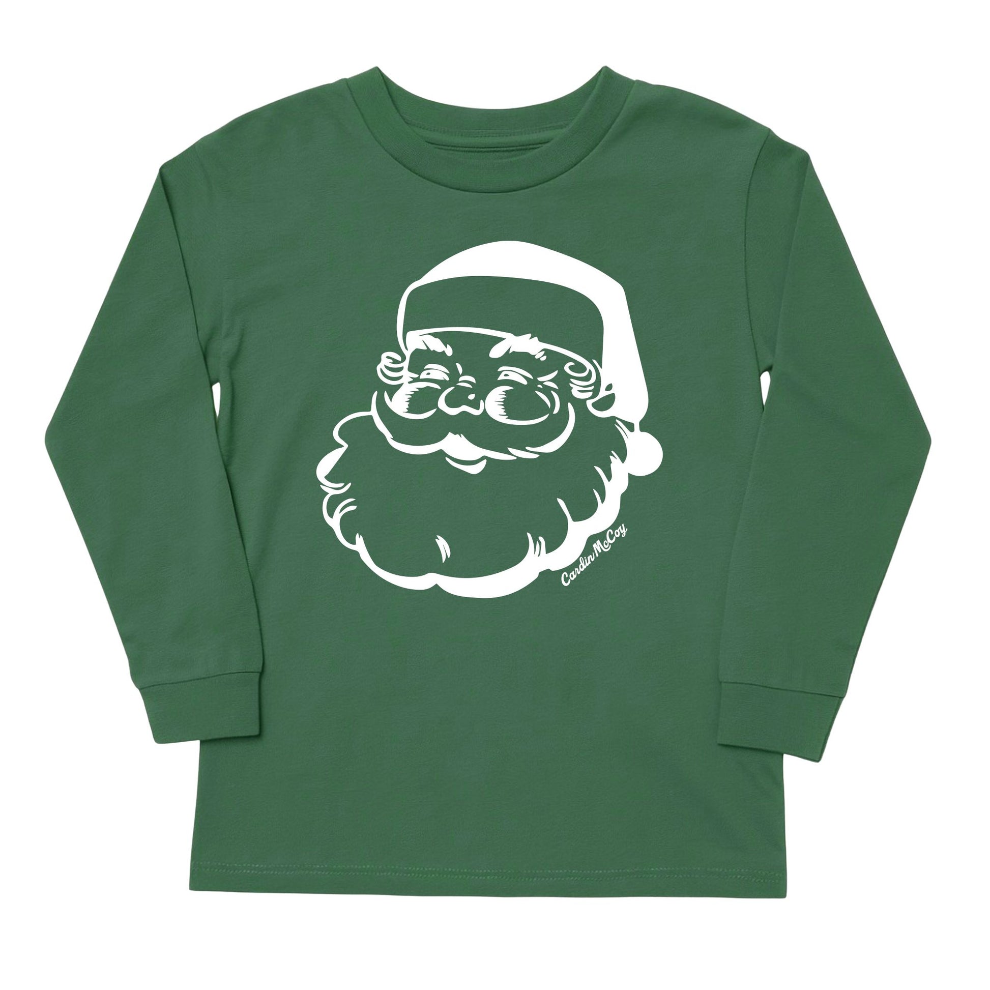 Kids' Santa Sketch White Front Long-Sleeve Tee Long Sleeve T-Shirt Cardin McCoy Dark Olive XXS (2/3) No Pocket