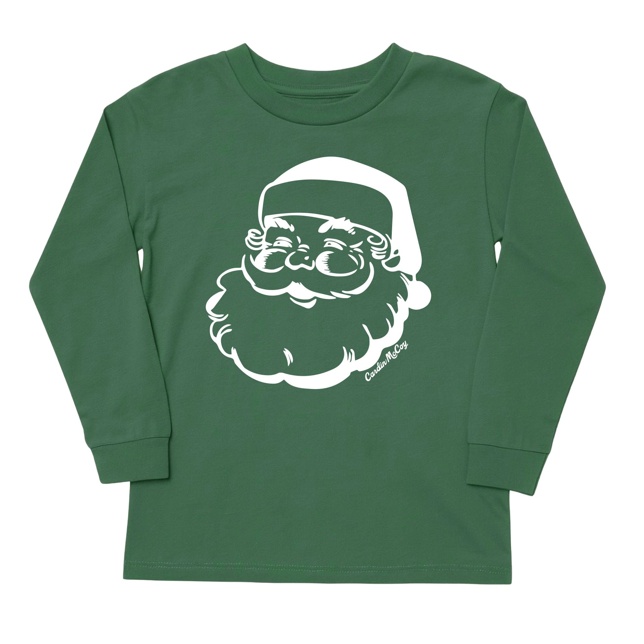 Kids' Santa Sketch White Front Long-Sleeve Tee Long Sleeve T-Shirt Cardin McCoy Dark Olive XXS (2/3) No Pocket