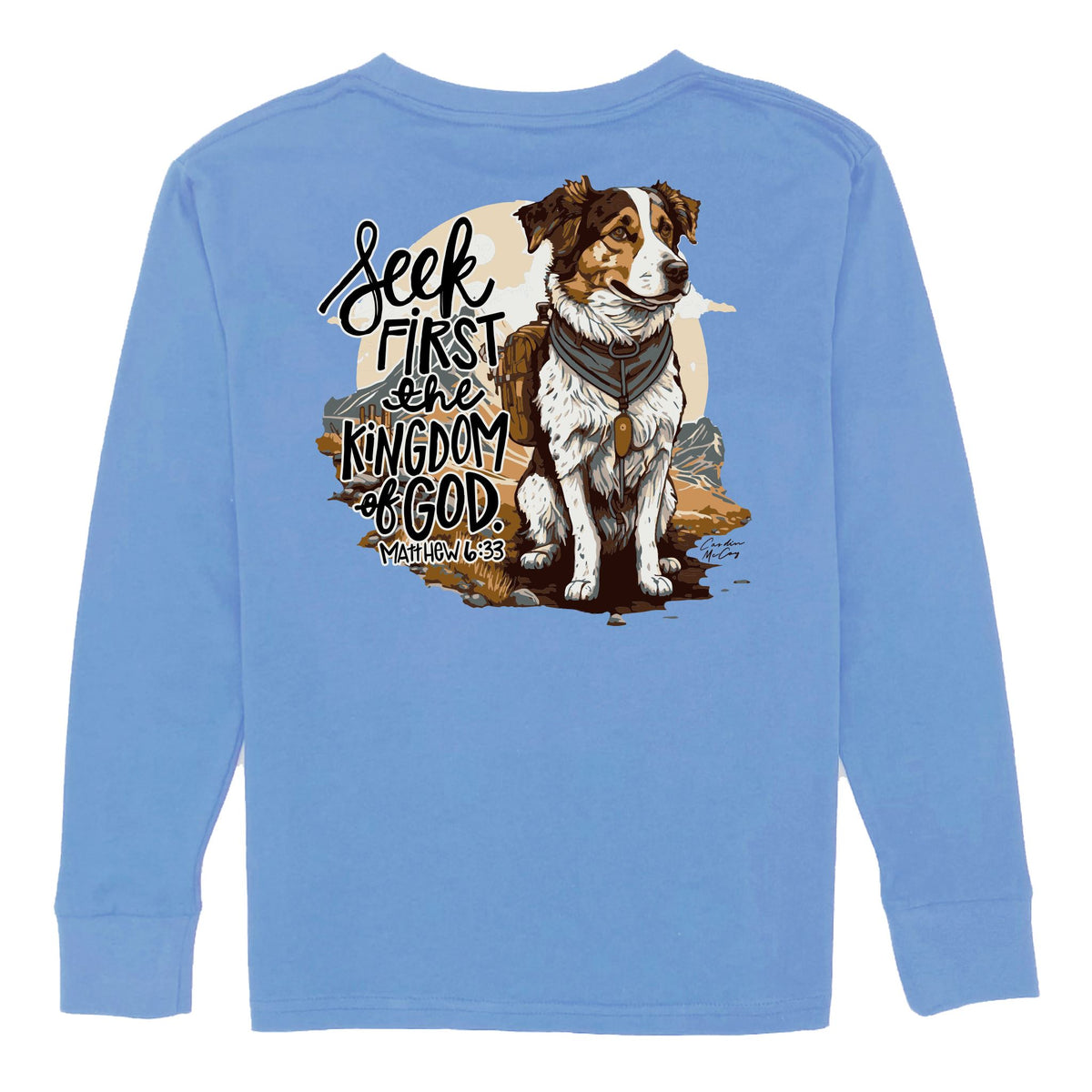 Kids' Seek First Long Sleeve Pocket Tee Long Sleeve T-Shirt Cardin McCoy Carolina Blue XXS (2/3) 