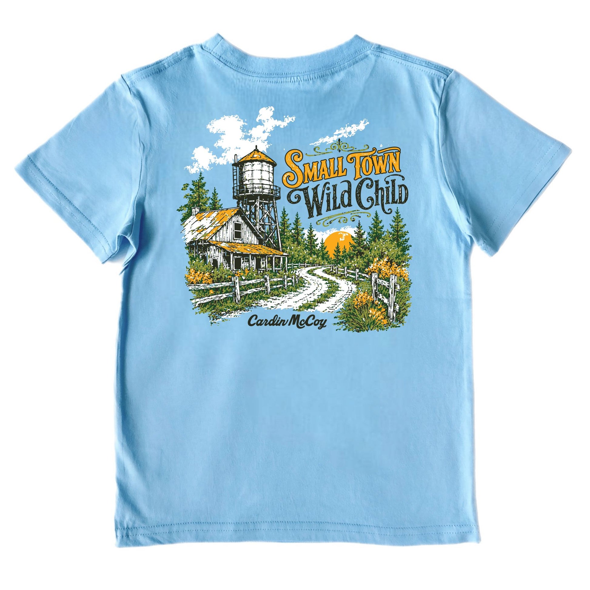 Kids' Small Town Wild Child Short-Sleeve Tee Short Sleeve T-Shirt Cardin McCoy Light Blue XXS (2/3) Pocket