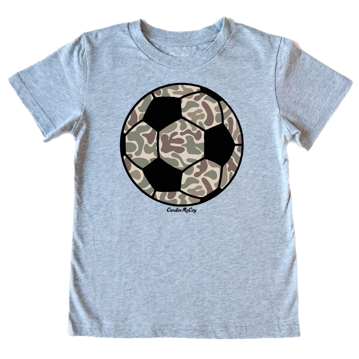 Kids' Soccer Camo Front Short-Sleeve Tee Short Sleeve T-Shirt Cardin McCoy Heather Gray XXS (2/3) No Pocket