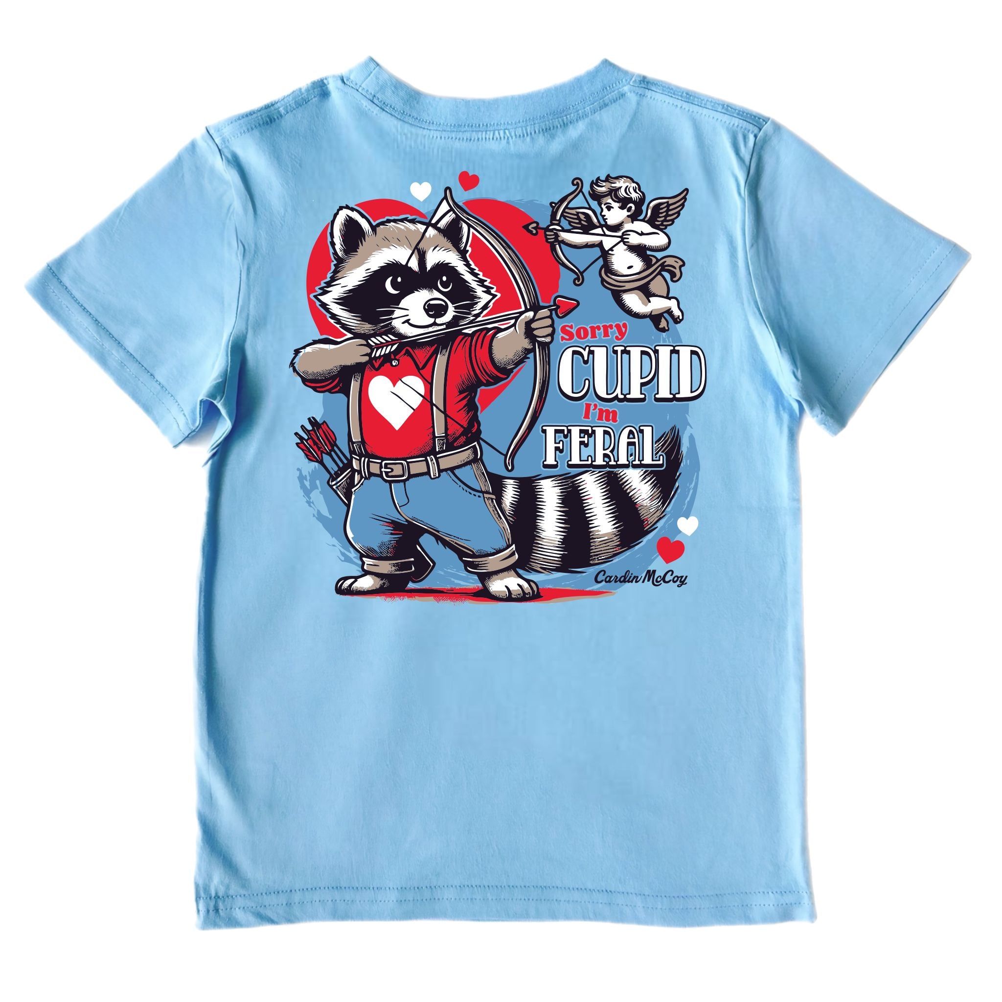 Kids' Sorry Cupid I'm Feral Short-Sleeve Tee Short Sleeve T-Shirt Cardin McCoy Light Blue XXS (2/3) Pocket