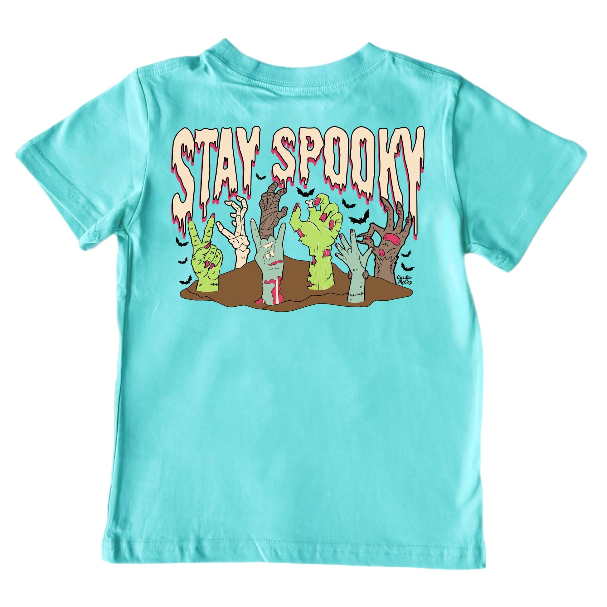 Kids' Stay Spooky Short-Sleeve Tee Short Sleeve T-Shirt Cardin McCoy Teal XXS (2/3) Pocket