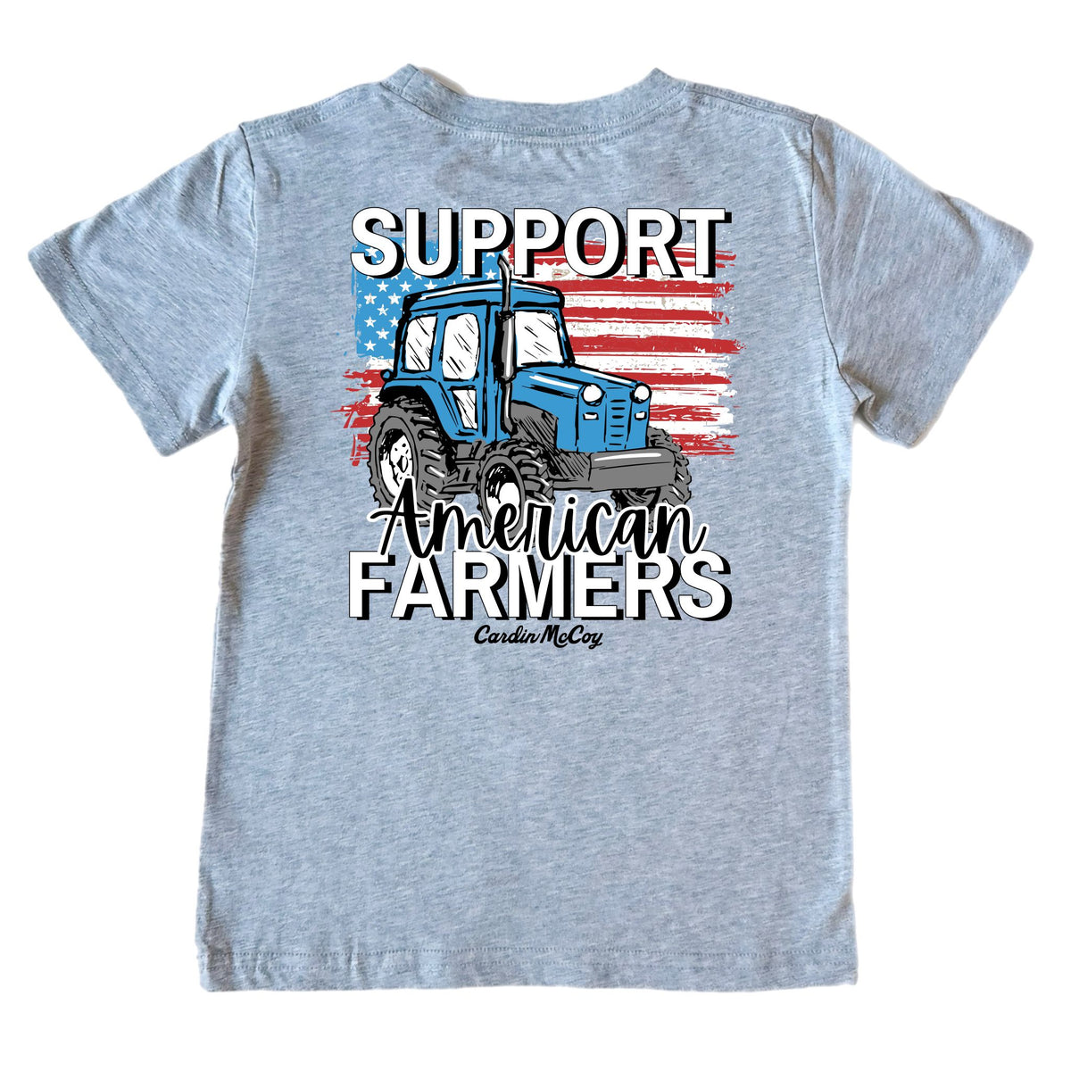 Kids' Support American Farmers Short-Sleeve Tee Short Sleeve T-Shirt Cardin McCoy Heather Gray XXS (2/3) Pocket