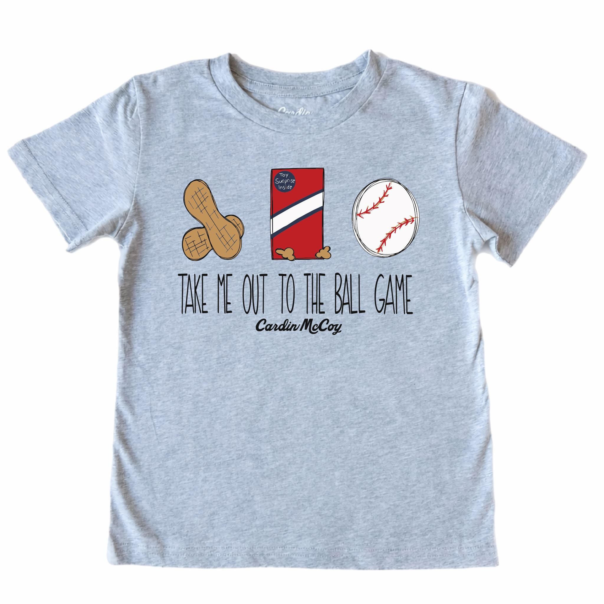 Kids' Take Me Out to the Ball Game Front Short-Sleeve Tee Short Sleeve T-Shirt Cardin McCoy Heather Gray XXS (2/3) Front