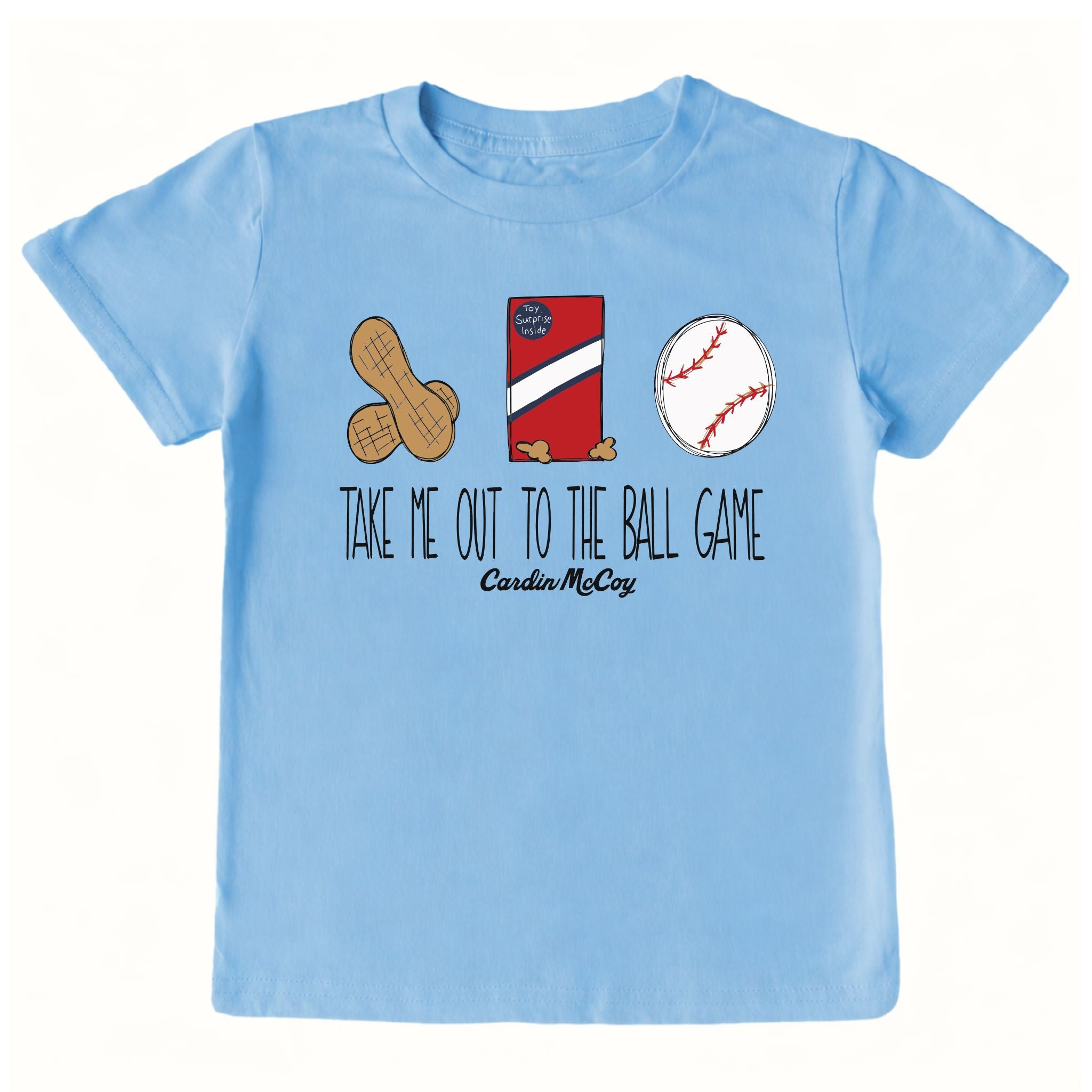 Kids' Take Me Out to the Ball Game Front Short-Sleeve Tee Short Sleeve T-Shirt Cardin McCoy Light Blue XXS (2/3) Front