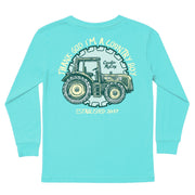 Kids' Thank God Im A Country Boy Long-Sleeve Tee Long Sleeve T-Shirt Cardin McCoy Teal XXS (2/3) Pocket