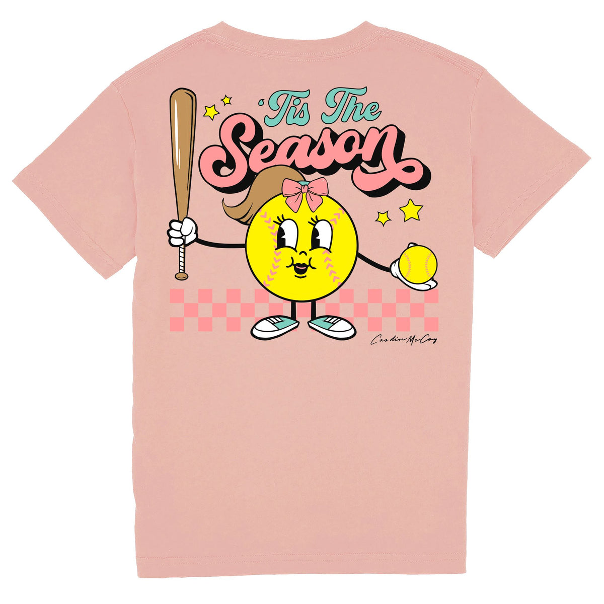 Kids' Tis the Season Softball Short Sleeve Pocket Tee Short Sleeve T-Shirt Cardin McCoy Rose Tan XXS (2/3) 