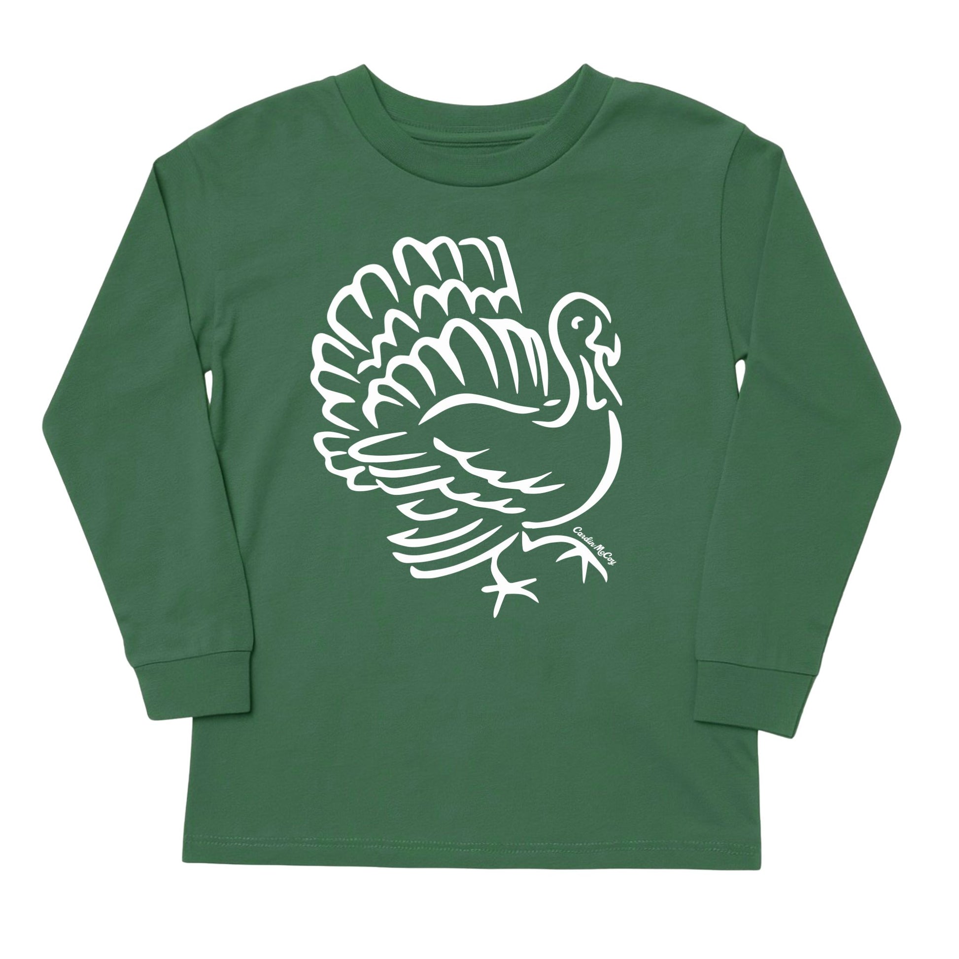 Kids' Turkey Sketch Front Long-Sleeve Tee Long Sleeve T-Shirt Cardin McCoy Dark Olive XXS (2/3) No Pocket