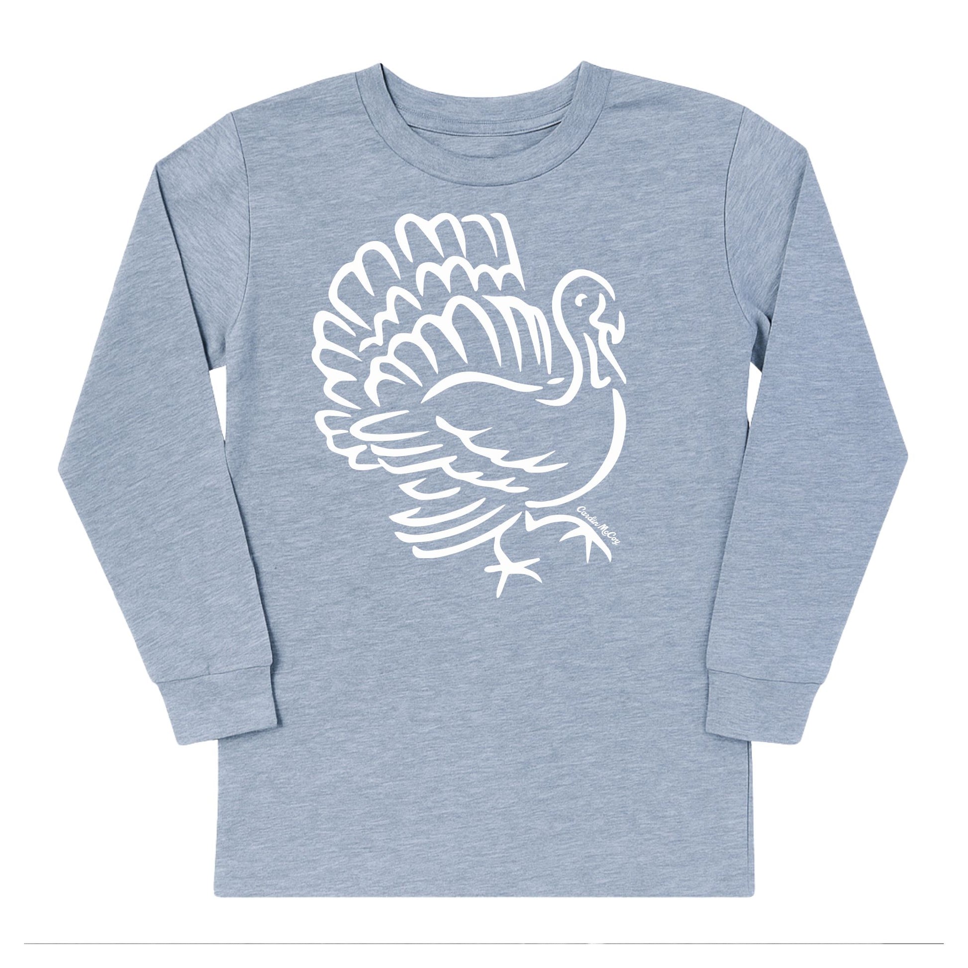 Kids' Turkey Sketch Front Long-Sleeve Tee Long Sleeve T-Shirt Cardin McCoy Heather Gray XXS (2/3) No Pocket