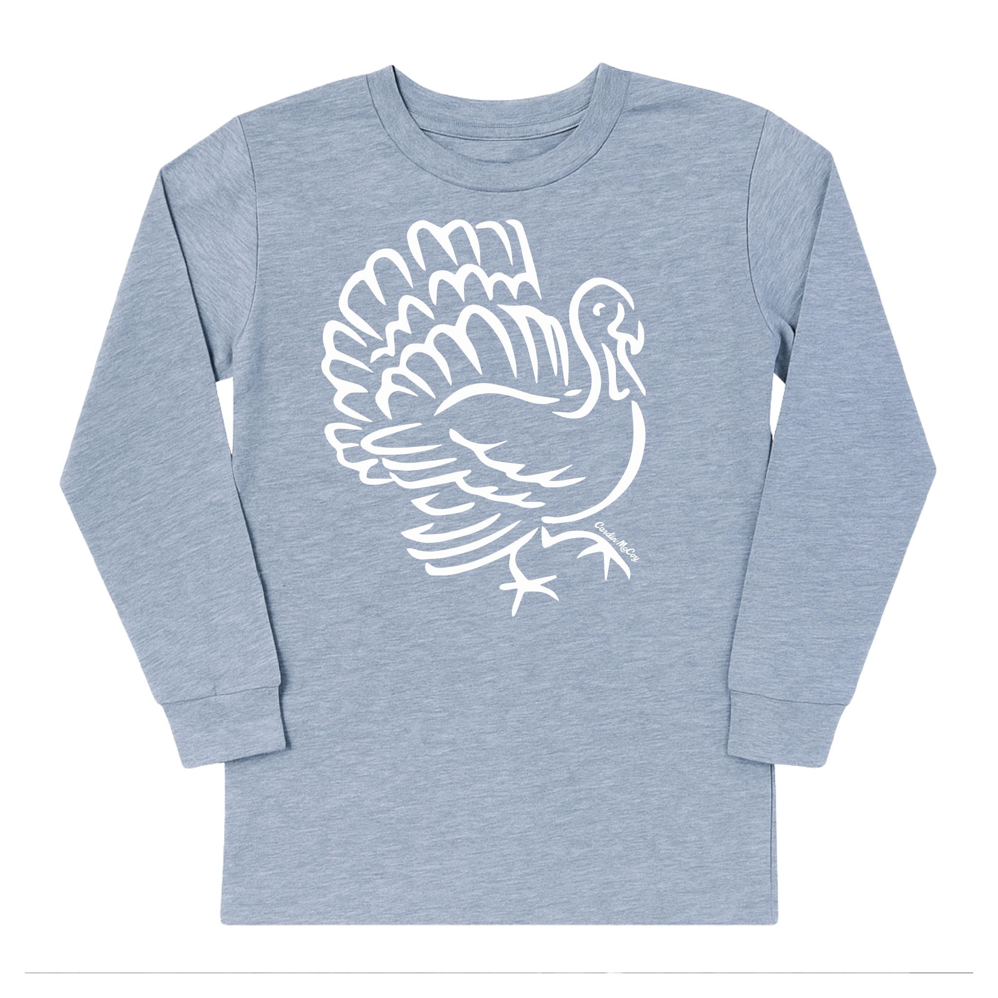 Kids' Turkey Sketch Front Long-Sleeve Tee Long Sleeve T-Shirt Cardin McCoy Heather Gray XXS (2/3) No Pocket