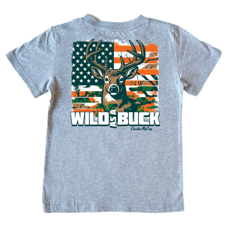 Kids' Wild as a Buck Short-Sleeve Tee Short Sleeve T-Shirt Cardin McCoy Heather Gray XXS (2/3) Pocket