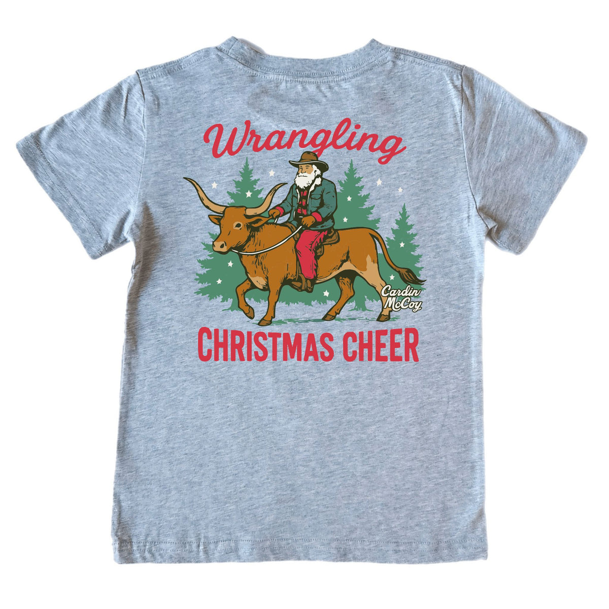 Kids' Wrangling Christmas Cheer Short-Sleeve Tee Short Sleeve T-Shirt Cardin McCoy Heather Gray XXS (2/3) Pocket