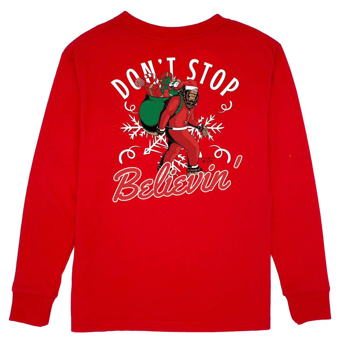 Kids' Don't Stop Believing Long Sleeve Pocket Tee Long Sleeve T-Shirt Cardin McCoy Red XXS (2/3) 