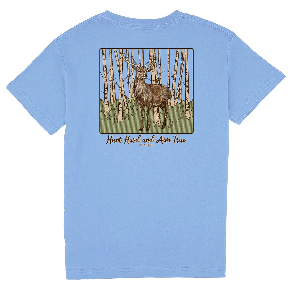 Kids' Hunt Hard and Aim True Short Sleeve Pocket Tee Short Sleeve T-Shirt Cardin McCoy Carolina Blue XXS (2/3) 