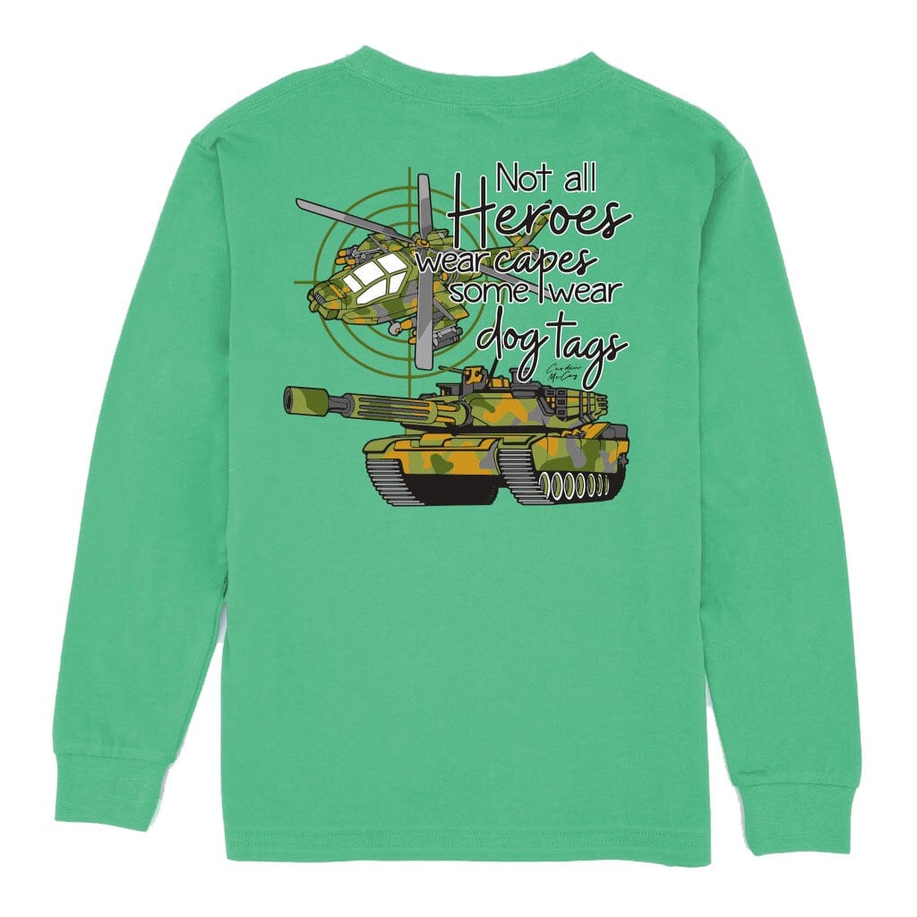 Kids' Not All Heroes Long Sleeve Pocket Tee Long Sleeve T-Shirt Cardin McCoy Green XXS (2/3) 