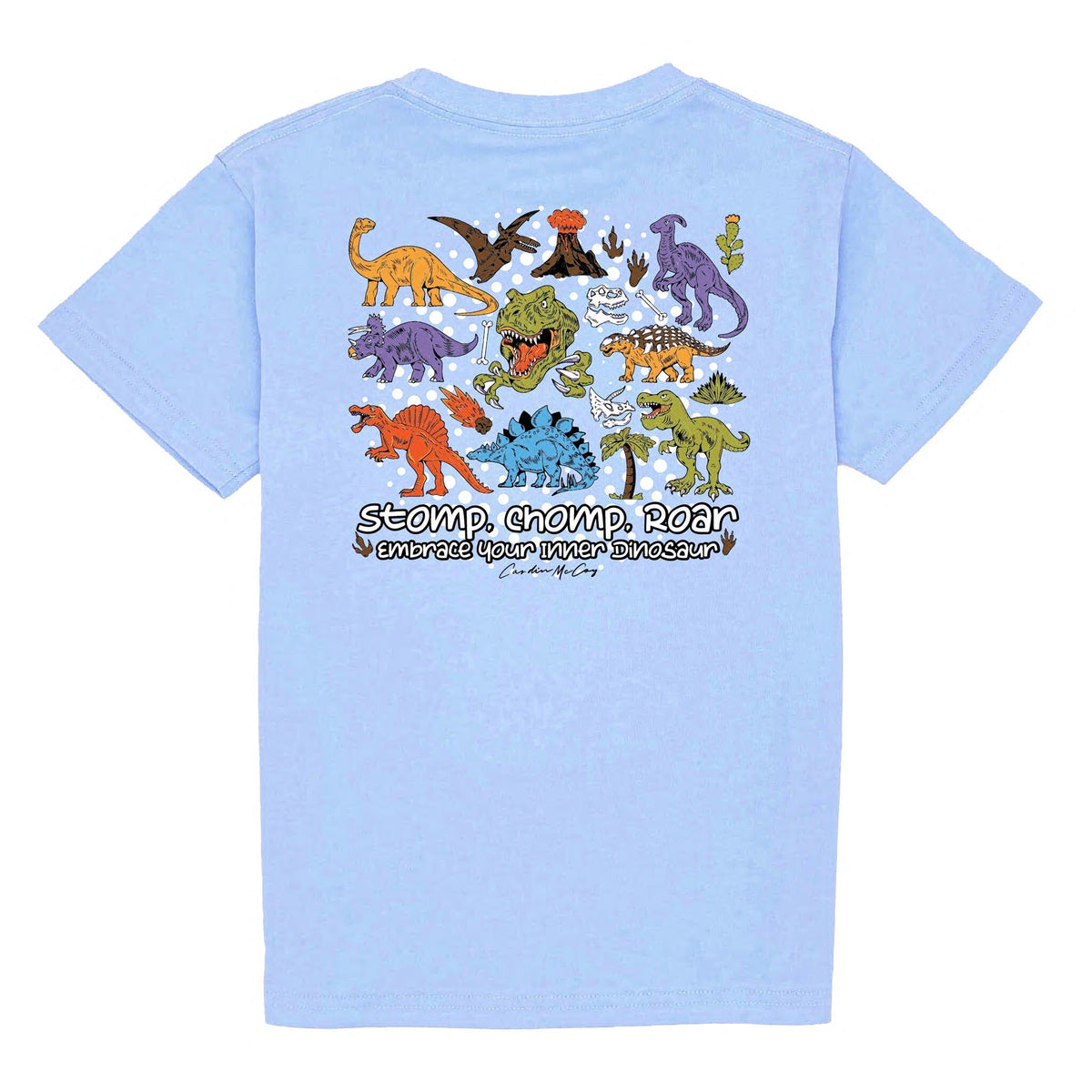 Kids' Stomp, Chomp, Roar Short Sleeve Pocket Tee Short Sleeve T-Shirt Cardin McCoy Light Blue XXS (2/3) 